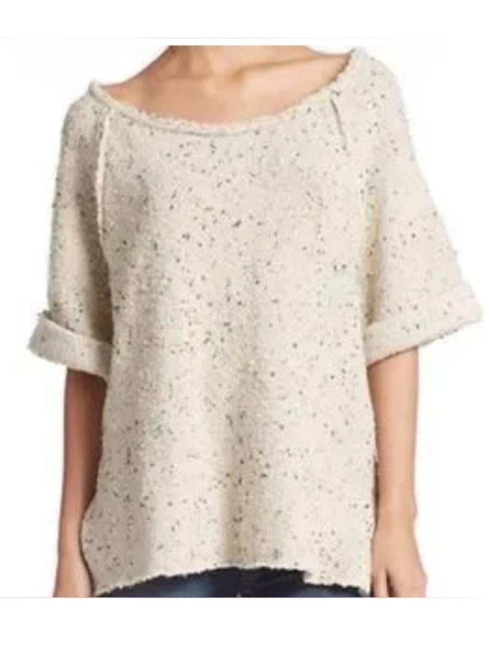 Free People Marsala Oversized Tweed Top